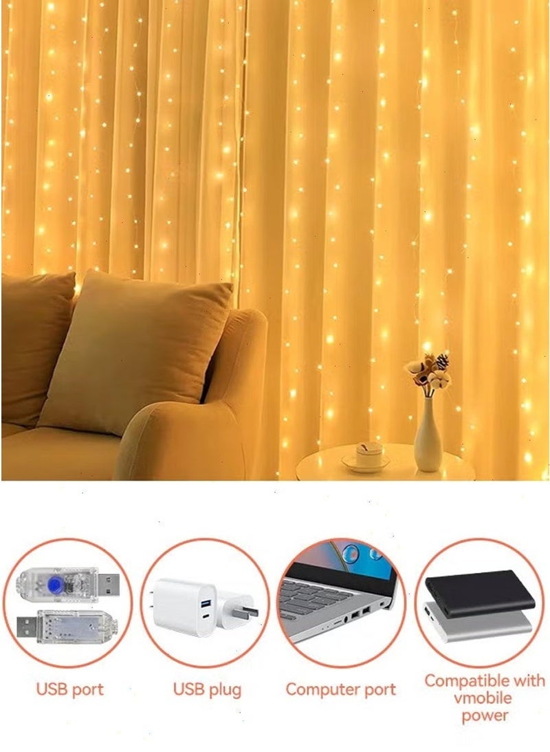 Ramadan Decorations Lights - 2M String Lights with 200 Warm White LEDs, Ramadan Decorations Curtain Lights, USB/Battery Operated with Remote for Living Room & Bedroom - Image 4